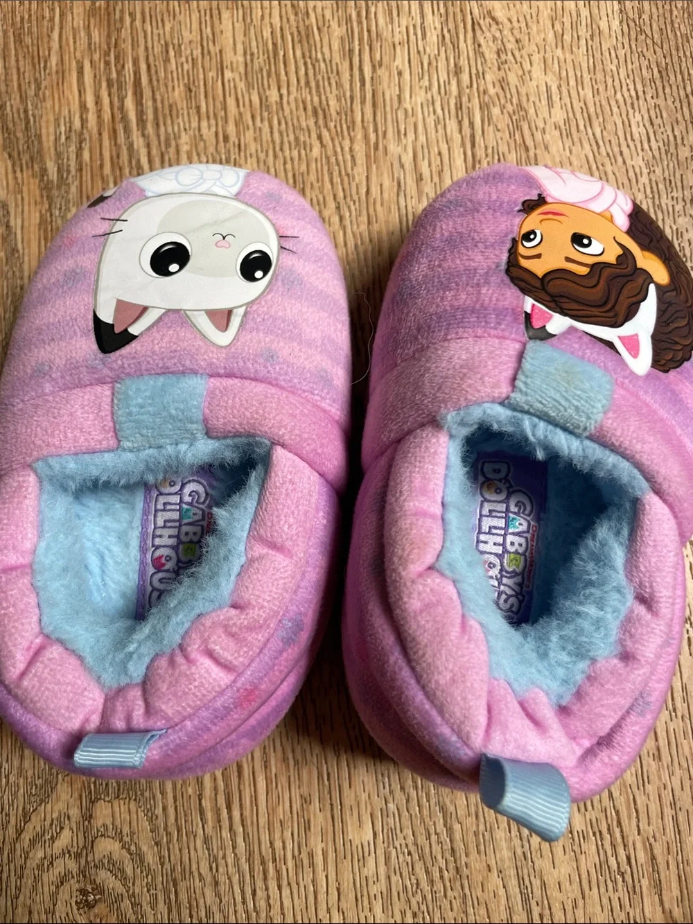 Girls' Pink Plush Moccasin Slippers with Character Accents